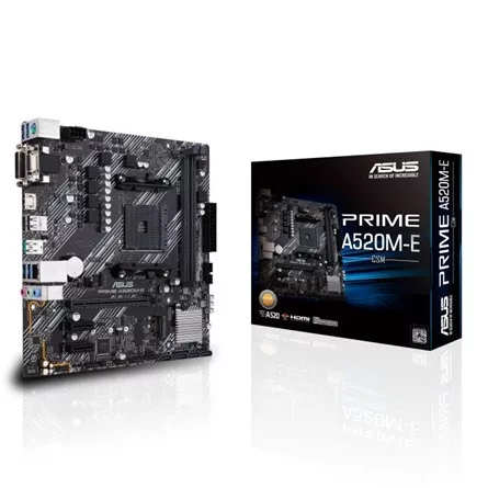 Asus Alaplap - AMD PRIME A520M-E/CSM AM4 (A520, 2xDDR4 4600MHz, 1xGBE LAN, 1xM.2, 4xSATA3, 6xUSB2.0, 7xUSB3.2)