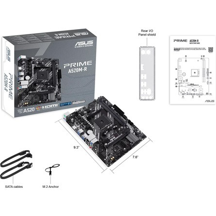 Asus Alaplap - AMD PRIME A520M-R AM4 (A520, 2xDDR4 5100MHz, 1xGBE LAN, 1xM.2, 4xSATA3, HDMI)