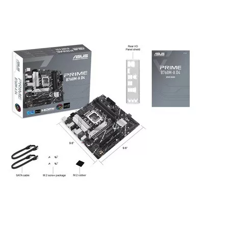 Asus Alaplap - Intel PRIME B760M-A D4-CSM s1700 (B760, 4xDDR4 5333MHz, 4xSATA3, 2xM.2, 2xHDMI+1xDP)