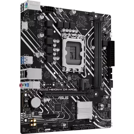 Asus Alaplap - Intel PRIME H610M-K D4 ARGB s1700 (H610, 2xDDR4 3200MHz, 4xSATA3, 1xM.2, HDMI+VGA)