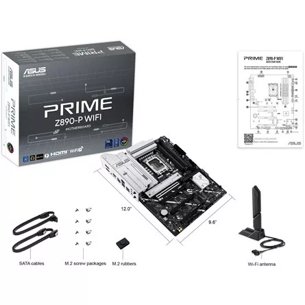 Asus Alaplap - Intel PRIME Z890-P WIFI LGA1851 (Z890, ATX, 4xDDR5 8666+MHz, 4xSATA3, 4xM.2, HDMI+DP)