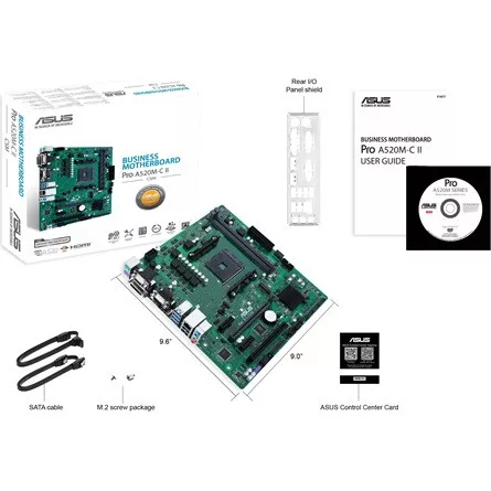 Asus Alaplap - AMD PRO A520M-C II/CSM AM4 (A520, 2xDDR4 4866MHz, 1xGBE LAN, 1xM.2, HDMI/DP/DVI/D-sub)