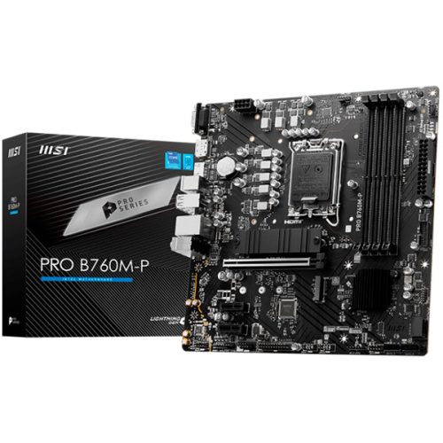 MSI PRO B760M-P Motherboard, Micro-ATX - Supports 14th/13th/12th Gen Intel Core Processors, LGA 1700 - DDR5 Memory Boost 6800+MHz/OC, PCIe 4.0 x16 Slot, M.2 Gen4 Slots