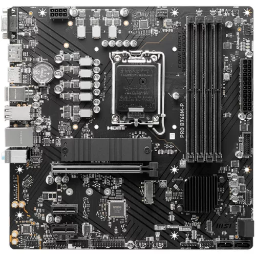 MSI PRO B760M-P Motherboard, Micro-ATX - Supports 14th/13th/12th Gen Intel Core Processors, LGA 1700 - DDR5 Memory Boost 6800+MHz/OC, PCIe 4.0 x16 Slot, M.2 Gen4 Slots