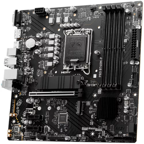 MSI PRO B760M-P Motherboard, Micro-ATX - Supports 14th/13th/12th Gen Intel Core Processors, LGA 1700 - DDR5 Memory Boost 6800+MHz/OC, PCIe 4.0 x16 Slot, M.2 Gen4 Slots