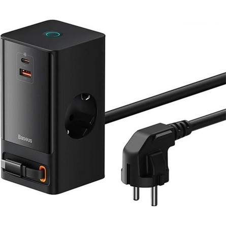 Baseus PowerCombo 5-in1 65W univerzális hálózati töltő adapter fekete