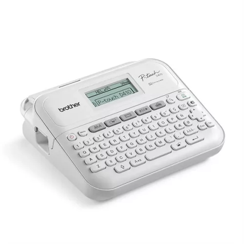 BROTHER Címkenyomtató PT-D410VP, asztali, TZe , 3,5-18mm, könnyen olvasható grafikus kijelző, P-touch,, hordtáska