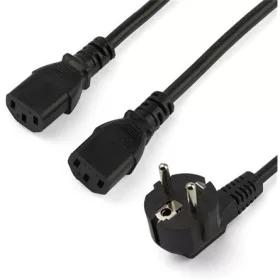   StarTech villásdugó CEE 7/7 (EU) -> 2db C13 M/F tápkábel 2m fekete 10A