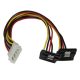 StarTech Molex Power 4pin -> 2db SATA Power 15pin M/F tápkábel 0.3m 90°-os