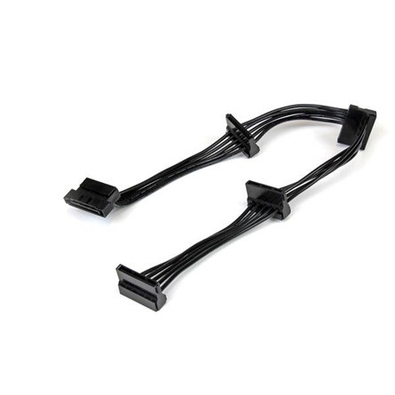 StarTech SATA Power 15pin -> 4db SATA Power 15pin M/F tápkábel 0.4m fekete