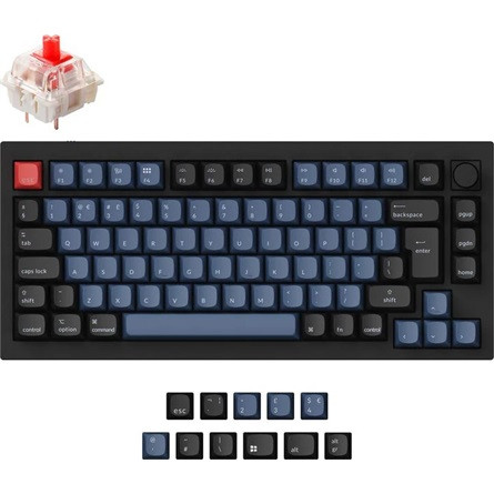 Keychron Q1 V2 USB angol Gateron G Pro Red mechanikus billentyűzet fekete