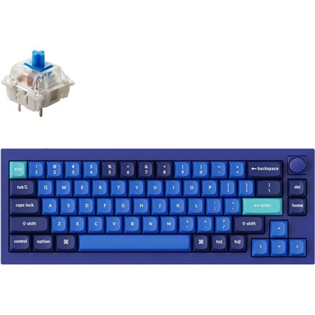 Keychron Q2 Swappable RGB Backlight Knob ISO USB Hot-swap Gateron G Pro Blue billentyűzet kék