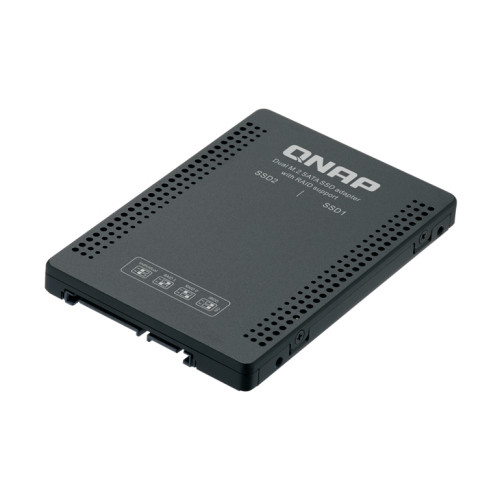 QNAP 2.5" SATA to dual M.2 2280 SATA drive adapter, hardware RAID 0/1, JBOD, Individu