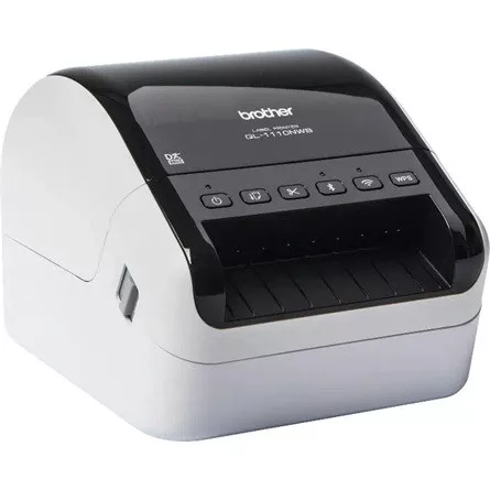 BROTHER Címkenyomtató QL1110NWBC, asztali, thermál,  110mm/mp, USB/BT/LAN/Wifi, 300dpi, kijelző, DK címke