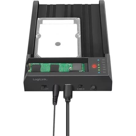 Logilink USB 3.2 Gen 2 Quickport, 2-rekeszes, SATA HDD/SSD és M.2 NVMe SSD számára