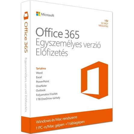 Microsoft Office csomag - Office 365 Personal (QQ2-01744, 32/64bit, magyar, 1 felhasználó - 1évre)