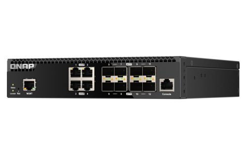 QNAP QSW-M3212R-8S4T, Management Switch, 12 port of 10GbE port speed, 8 port SFP+, 4