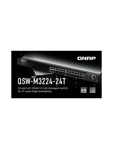 QNAP QSW-M3224-24T Management Switch, 24 port of 10gbE RJ45, rackmount design