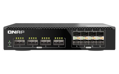 QNAP QSW-M7308R-4X Management Switch, 4 port 100GbE, 8 port 25GbE, half-rackmount des