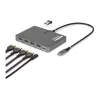 StarTech USB-C -> 4db HDMI 2.0 1db USB-C 1db USB-A 2.0 M/F adapter 0.2m szürke