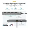 StarTech USB-C -> 4db HDMI 2.0 1db USB-C 1db USB-A 2.0 M/F adapter 0.2m szürke