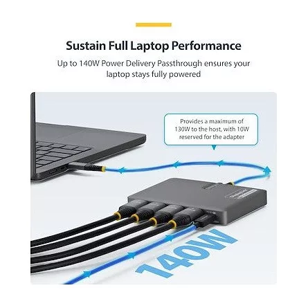 StarTech USB-C -> 4db HDMI 2.0 1db USB-C 1db USB-A 2.0 M/F adapter 0.2m szürke