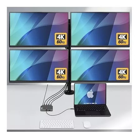 StarTech USB-C -> 4db HDMI 2.0 1db USB-C 1db USB-A 2.0 M/F adapter 0.2m szürke