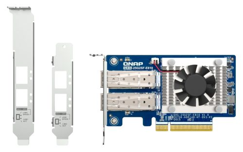 Qnap Dual-port SFP28 25GbE network expansion card; low-profile form factor; PCIe