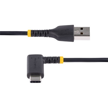 StarTech USB-C -> USB-A 2.0 M/M töltőkábel 0.15m fekete 90°/egyenes 3A