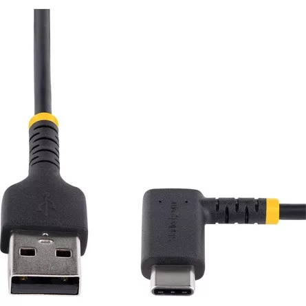 StarTech USB-C -> USB-A 2.0 M/M töltőkábel 0.15m fekete 90°/egyenes 3A