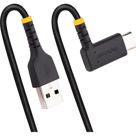 StarTech USB-C -> USB-A 2.0 M/M töltőkábel 0.15m fekete 90°/egyenes 3A