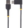 StarTech USB-C -> USB-A 2.0 M/M töltőkábel 1m fekete 90°/egyenes 3A