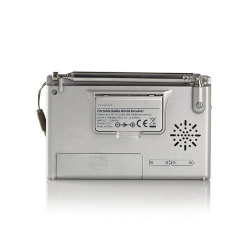 Nedis RDWR1000GY hordozható AM / FM / SW 1-7 sáv rádió, Fejhallgató kimenet, Ébresztőóra