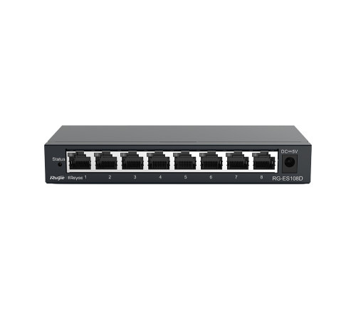 Ruijie Reyee 8-Port  unmanaged Switch, 8 10/100base-t Ethernet  RJ45 Ports , Steel Case