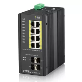  ZyXEL 12-port Gigabit WebManaged switch: 8x GbE + 4x SFP, PoE (802.3at, 30W), Po