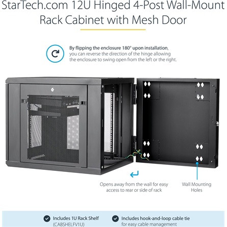 StarTech 12U SERVER RACK ENCLOSURE HINGE - WALL MOUNT NETWORK RACK