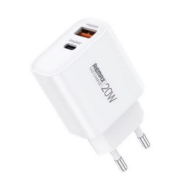   REMAX KIDDY hálózati töltő USB+Type-C aljzat (20W, PD gyorstöltő) FEHÉR