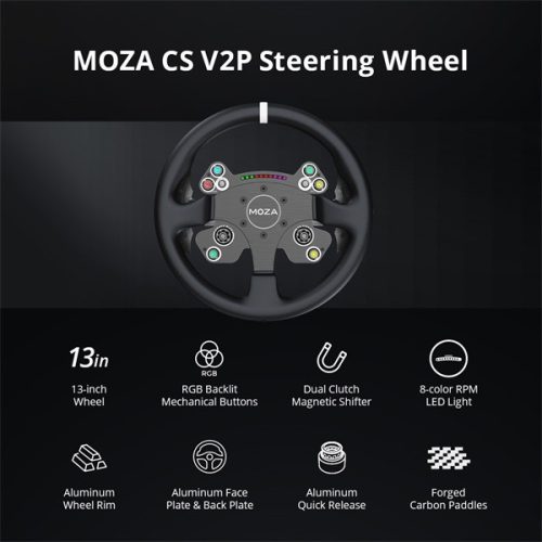 Moza Racing kiegészítő - MOZA CS V2P Kormánykerék (Dual Clutch, RGB, 13 inch)
