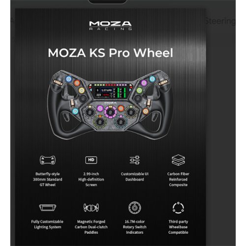 Moza Racing kiegészítő - KS PRO Kormánykerék (Dual Clutch, RGB, 2,99 inch kijelző, 300mm)