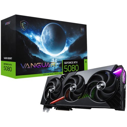 MSI Video Card Nvidia GeForce RTX 5080 16G VANGUARD SOC, 16GB GDDR7, 256bit, Effective Memory Clock: 30000MHz, Boost: 2730 MHz, 10752 CUDA Cores, PCIe 5.0, 3x DP 2.1b, HDMI 2.1b, RAY TRACING, ...
