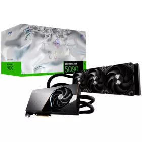   MSI Video Card NVIDIA GeForce RTX 5090 32G SUPRIM LIQUID SOC, 32GB GDDR7, 512-bit, 2580 MHz Boost (Gaming Mode), 21760 CUDA Cores, PCIe 5.0 x16, 3x DP 2.1b, HDMI 2.1b, RAY TRACING, Hybrid Liqu...