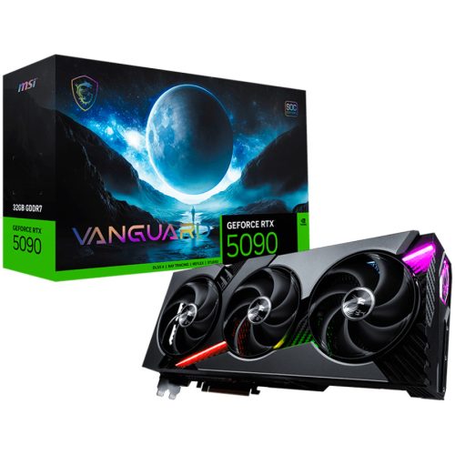 MSI Video Card Nvidia GeForce RTX 5090 32G VANGUARD SOC, 32GB GDDR7, 512bit, Effective Memory Clock: 28000MHz, Boost: 2512 MHz, 21760 CUDA Cores, PCIe 5.0, 3x DP 2.1b, HDMI 2.1b, RAY TRACING, ...