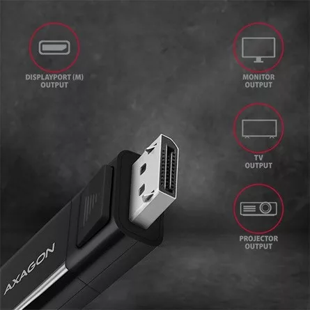 Axagon USB-C -> DisplayPort 1.2 M/M video kábel 1.8m fekete