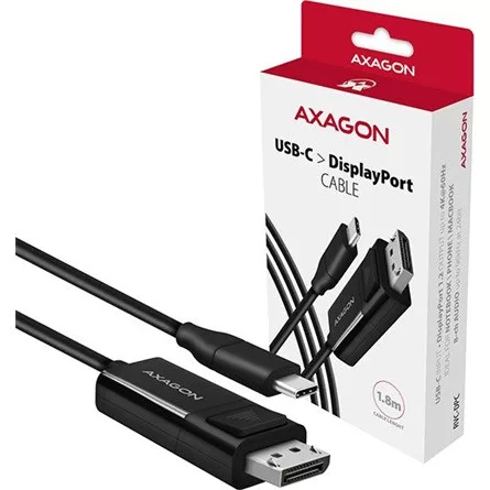 Axagon USB-C -> DisplayPort 1.2 M/M video kábel 1.8m fekete