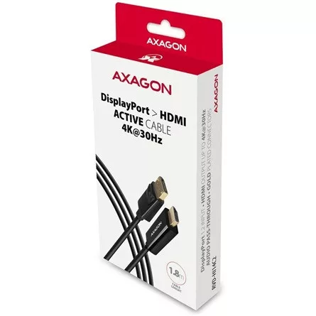 Axagon DisplayPort 1.2 -> HDMI 1.4 M/M video kábel 1.8m fekete