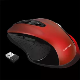   Advance Egér vezeték nélküli - SHAPE 6D (2400 DPI, 6 gomb, ergonomikus, piros)