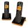 ALCATEL S280 DUO telefon készülék (vezeték nélküli, 1 bázis, 2 kézibeszélő, nagy kijelző, DECT) FEKETE/NARANCSSÁRGA