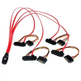   StarTech SAS mini SFF-8087 -> 4db SAS SFF 8482 4db SATA Power 15pin M/F adatkábel 0.5m