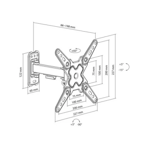 SBOX LCD-221-2 FALI KONZOL,13"-43" (33-109cm) dönthető,forgatható,200X200MM