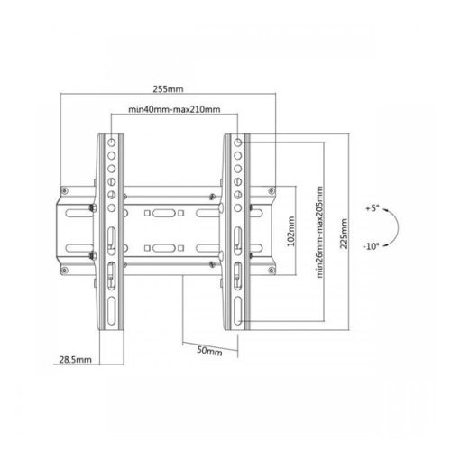 SBOX PLB-2522T-2 Fali konzol,dönthető,23-43 (58-109cm),45Kg,VESAmax:200x200
